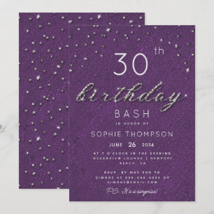 Modern Jewel Paars Sparkle Glitter Birthday Party Kaart