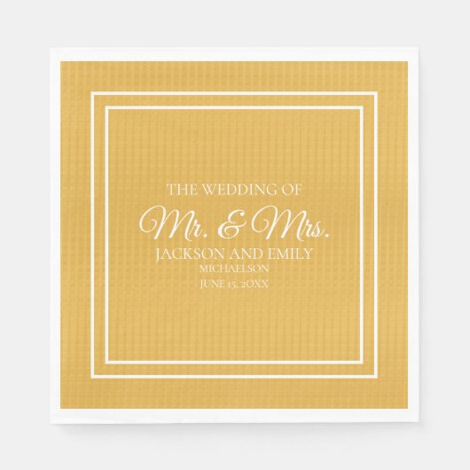 Modern Jewel Tone Mustard Yellow White Wedding Servet (Voorkant)