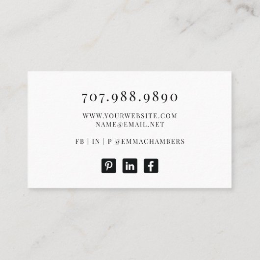 Modern Jewelry Designer Visitekaartje (Achterkant)