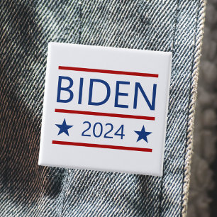Modern Joe Biden 2024 met patriottische rode lijne Vierkante Button 5,1 Cm