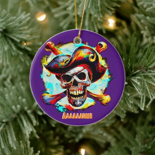Modern Jolly Roger Keramisch Ornament (Boom)