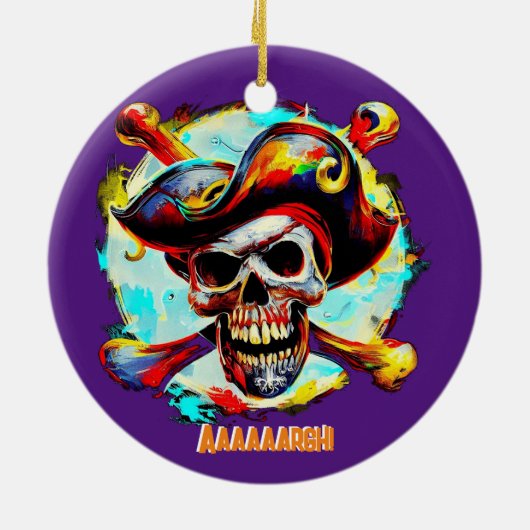 Modern Jolly Roger Keramisch Ornament (Achterkant)
