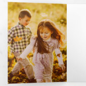 Modern Joy Block Letter 3-Photo Gold Drieluik Kaart (Binnenzijde eerst)