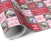 Modern JOY Chic Burgundy Red Pink 3 Foto Collage Cadeaupapier (Rol Hoek)