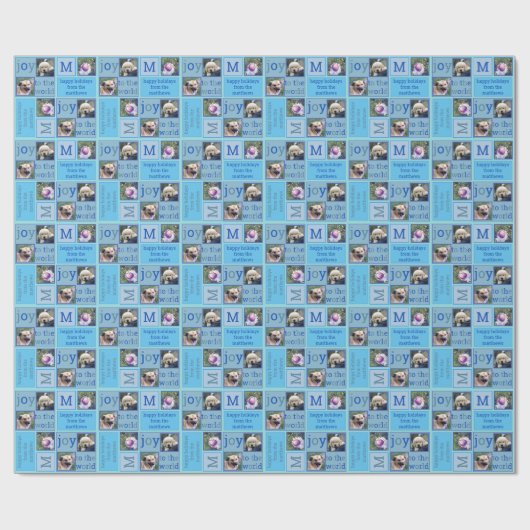 Modern JOY Chic Light Blue 3 Photo Collage Cadeaupapier (Vlak)
