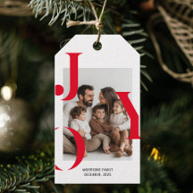 Modern JOY Christmas Photo Personalized Holiday