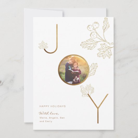 Modern Joy Holiday Photo Foliage Gold Kaart (Voorkant)