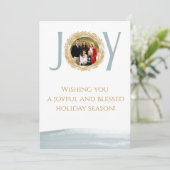 Modern Joy Krans Familie Kerst Kaart (Staand voorkant)