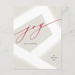 Modern Joy Minimalist Red & White Holiday No Photo Briefkaart