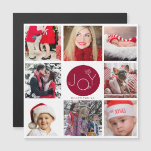 Modern Joy Photo Collage Holiday Magnetic Card