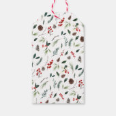 Modern Joy Red Berry Botanische Kerstfoto Cadeaulabel (Achterkant)
