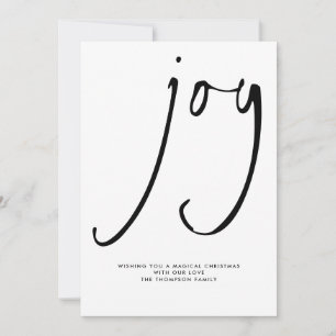 Modern Joy Script Black White Kerstmis Feestdagenkaart