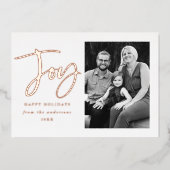 Modern Joy Script Roos Gold Foto Folie Feestdagenkaart (Voorkant)