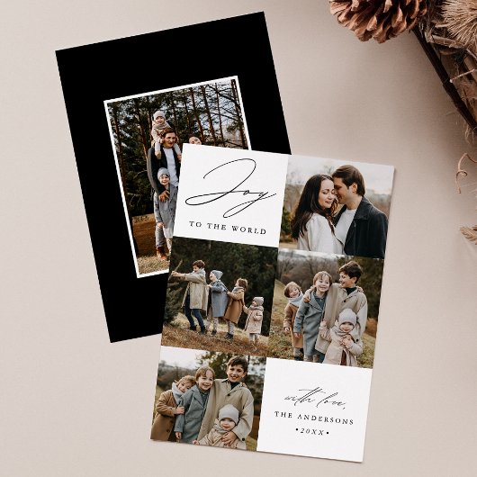 Modern Joy to World 5 Foto Feestdagenkaart