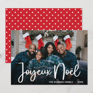 Modern Joyeux Noel Photo Holiday Card Feestdagenkaart