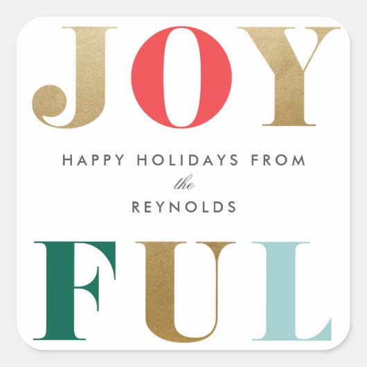 Modern Joyful Christmas Holiday Gift Vierkante Sticker (Voorkant)