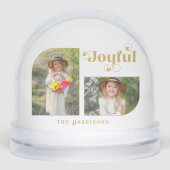 Modern Joyful Half Arch 2-Photo Snow Globe Sneeuwbol (Voorkant)