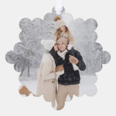 Modern Joyful Script met Snowy Brushstroke Photo Ornament Kaart (Achterkant)