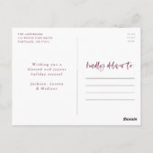 Modern Joyful Script Paarse vakantie foto Briefkaart (Achterkant)