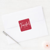 Modern Joyful Script Red Holiday Vierkante Sticker (Envelop)