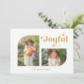 Modern Joyful Typography Half Arch 2-foto Feestdagenkaart (Staand voorkant)