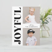 Modern Joyful Zwart-wit Kerstmis 4 Foto Feestdagenkaart (Staand voorkant)