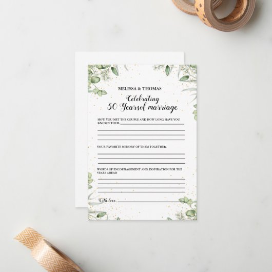 Modern Jubileum 50e bruiloft partij spel Kaart Notitiekaartje (Voorkant / Achterkant in situ)