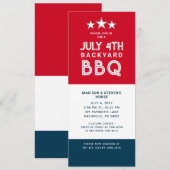 Modern Juli 4th Backyard BBQ Party Rood Wit Blauw Kaart (Voorkant / Achterkant)