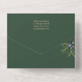 Modern JUNIPER Green GOLD Wedding Invite All In One Uitnodiging (Achterkant)