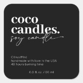 Modern kaarsenlabel vierkante sticker (Voorkant)