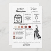 Modern kaart met informatie voor de bruidsmeisjes (Voorkant / Achterkant)