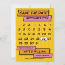 Modern Kalender Fun Comic Book Save The Date