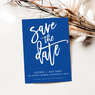 MODERN-kalligrafie met royal blue Save The Date