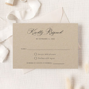 Modern kalligrafie Script Elegant Kraft Paper RSVP Kaart