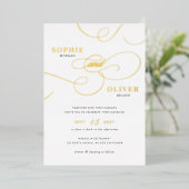 Modern kalligrafie script Elegant Wedding Gold Folie Uitnodiging (Staand Voorkant)