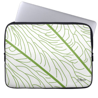 Modern Kalo Leaf - White Laptop Sleeve