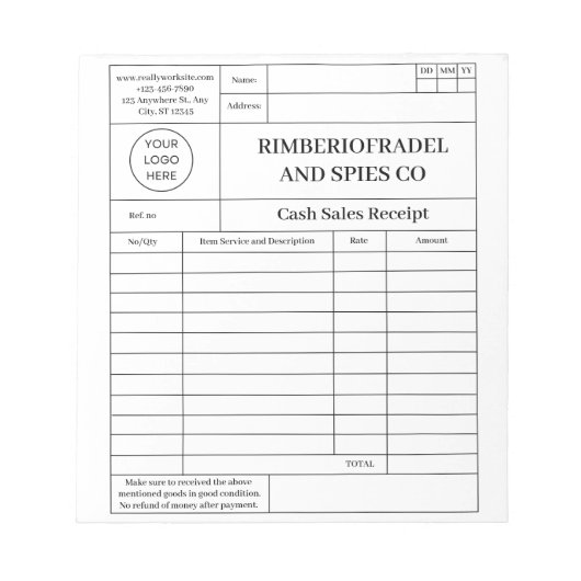 modern kasgeld notitieblok (Voorkant)