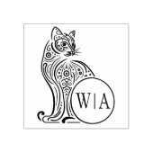 Modern  kattenmonogram 	rubberstempel (Afrduk)