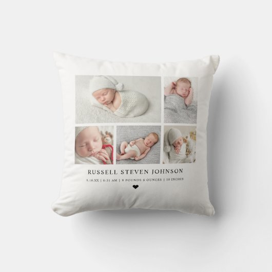 Modern Keepomwille Photo Collage Newborn Stats Kussen (Voorkant)