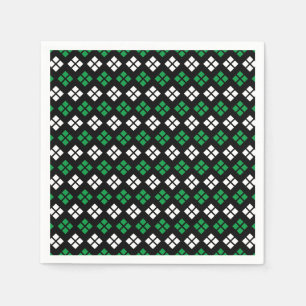 Modern Kelly Green & White Argyle Pattern op Black Servet