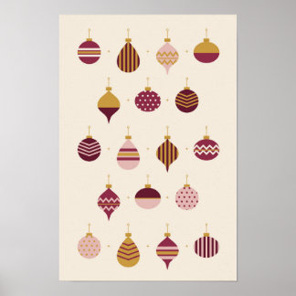 Modern Kersengoud Ornament Patroon Kerstmis Poster