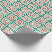 Modern Kerst Groen Quiltblok Geometrisch Cadeaupapier (Hoek)