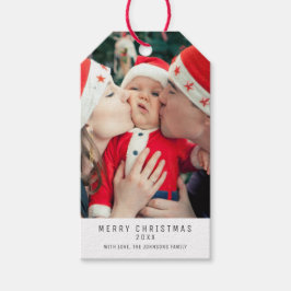 Modern Kerst Nieuwjaar Familie Foto Baby Afbeeldin Cadeaulabel