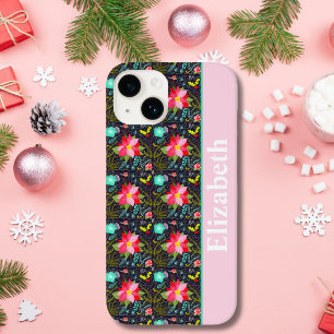 Modern Kerst Poinsettia Patroon Case-Mate iPhone 14 Hoesje