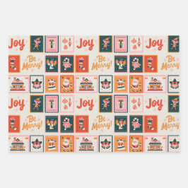 Modern Kerst rood groen beige inpakpapier Vel