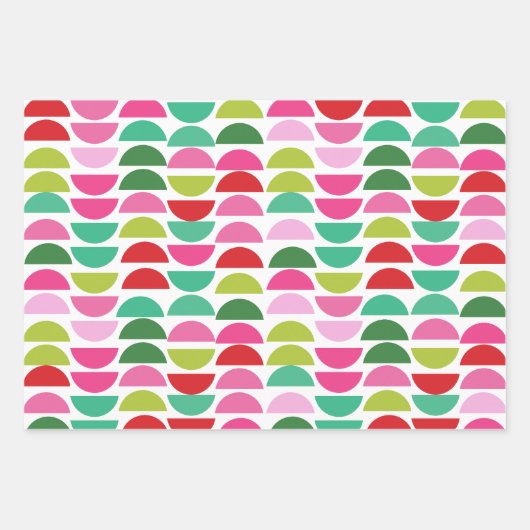 Modern Kerst Rood Groen Roze Geometrisch Schattige Inpakpapier Vel (Voorkant 2)