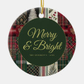 Modern Kerst Rustiek Plaid Keramisch Ornament (Voorkant)