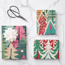 Modern kerstboom inpakpapier met patroon