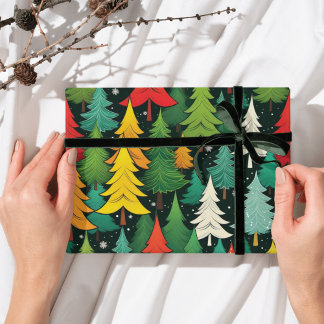 Modern kerstboom patroon inpakpapier vel