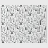 Modern kerstboompatroon cadeaupapier (Vlak)